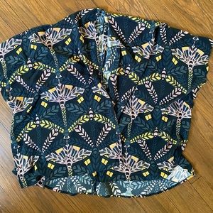 Dark teal and black kimono.